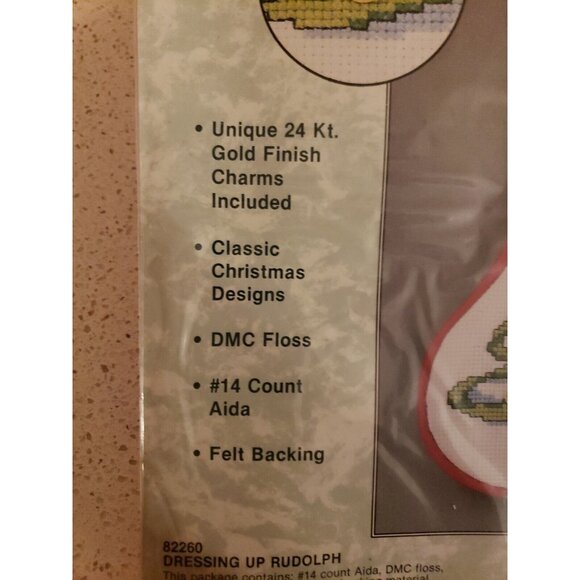 Christmas Stocking Kit Counted Cross Stitch Rudolph and Elves 24k Mini Charmable - Picture 4 of 9